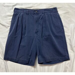 Polo Ralph Lauren Tyler Shorts Vintage Mens 34 Navy Blue Pleated Cotton Chino